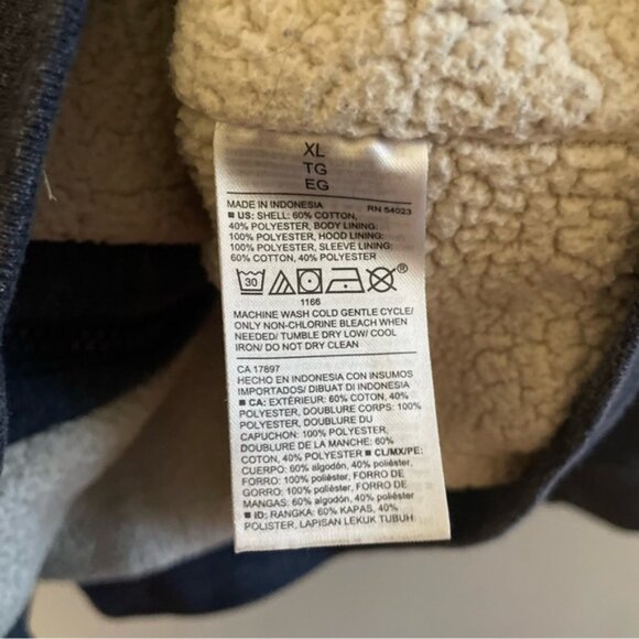 Old Navy Dark Heather Blue Sherpa-Lined Hoodie Zip-Up Sweatshirt - Picture 15 of 15